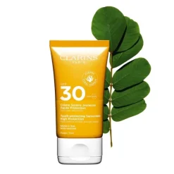 CLARINSCrème Solaire Jeunesse Haute Protection Visage SPF30                Anti-Rides, Anti-Tâches
